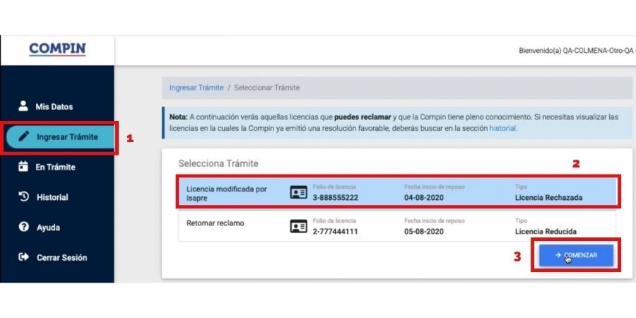 paso 3 apelar licencia compin isapre