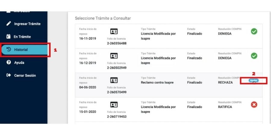 paso 7 reclamar licencia compin isapre